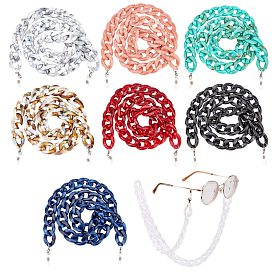 Gorgecraft Eyeglasses Chains, Neck Strap for Eyeglasses, with Acrylic Curb Chains, 304 Stainless Steel Lobster Claw Clasps and  Rubber Loop Ends
