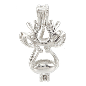 Brass Locket Pendants, Cage Pendants, Hollow, Christmas Reindeer/Stag