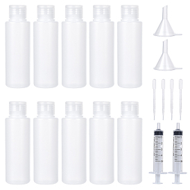 10шт. пустые пластиковые многоразовые бутылки с откидной крышкой, В комплекте: 2 пластиковый бункер-воронка и 4 пластиковый шприц-капельница с винтовым дозатором клея.