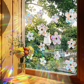 Flower Rainbow Prism Electrostatic Window Stickers, PVC Anti Collision Stickers, for Windows, Glass Doors, Mirrors Decorations