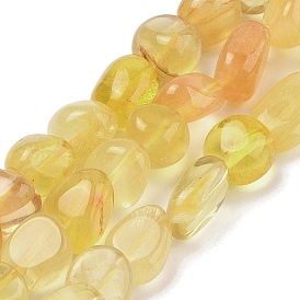 Natural Yellow Fluorite Beads Strands, Nuggets, Tumbled Stone