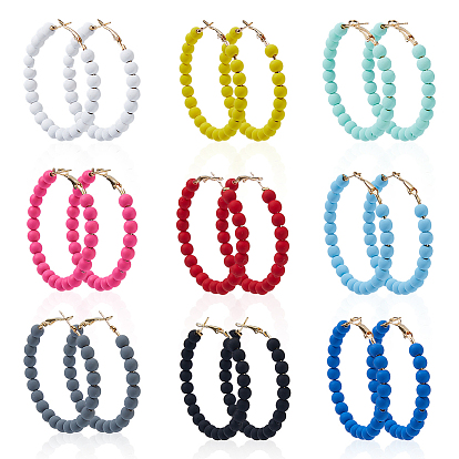9 Pairs 9 Colors Acrylic Hoop Earrings, Golden