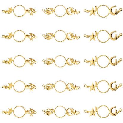 Zinc Alloy Open Back Bezel Pendants, For DIY UV Resin, Epoxy Resin, Pressed Flower Jewelry, Universe/Moon, Star