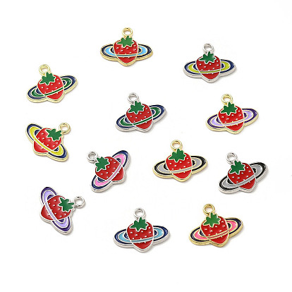Alloy Enamel Pendants, Strawberry Charms