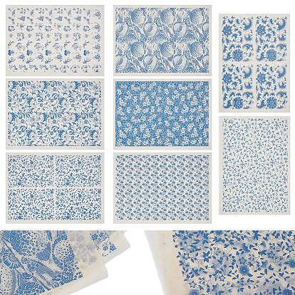 8листы 8 стили бумага керамические наклейки, гончарная керамика глиняная переводная бумага, подглазурная цветочная бумага, цветочные узоры