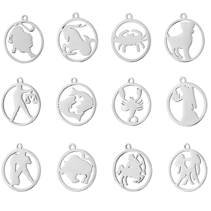 201 Stainless Steel Pendants, Twelve Constellation