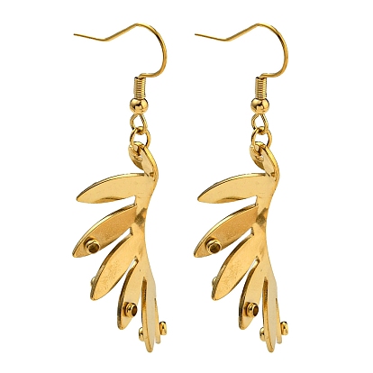 Ion Plating(IP) 304 Stainless Steel Earrings for Women, Leaf