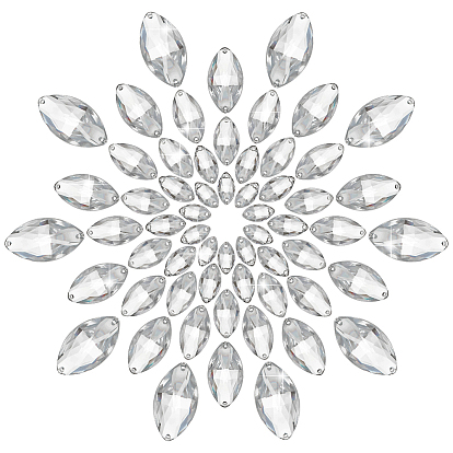 60 шт 6 стили конский глаз пришитые стразы, Тайвань акриловые горный хрусталь, два отверстия, аксессуары для одежды, граненые