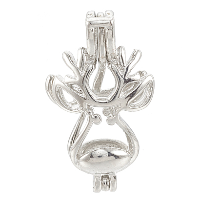 Brass Locket Pendants, Cage Pendants, Hollow, Christmas Reindeer/Stag