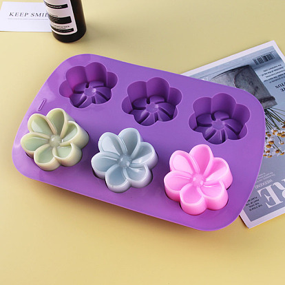 6 Cavity Silicone Flower Shape Cake Molds 3 Packs Fondant Shape