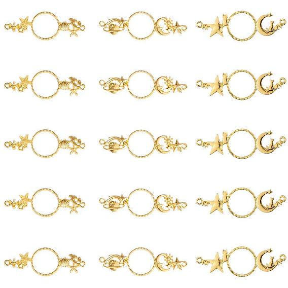 Zinc Alloy Open Back Bezel Pendants, For DIY UV Resin, Epoxy Resin, Pressed Flower Jewelry, Universe/Moon, Star