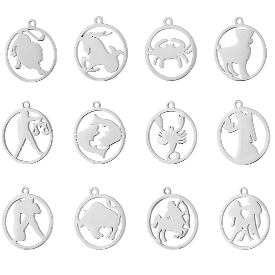 201 Stainless Steel Pendants, Twelve Constellation