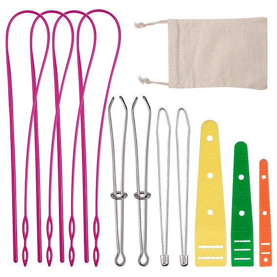 Gorgecraft Sewing Tools, with Plastic Elastic Threaders Wear Elastic Band Tool Sets, Drawstring Bags and Stainless Steel Drawstring Threader with Tweezers Steel Bodkin