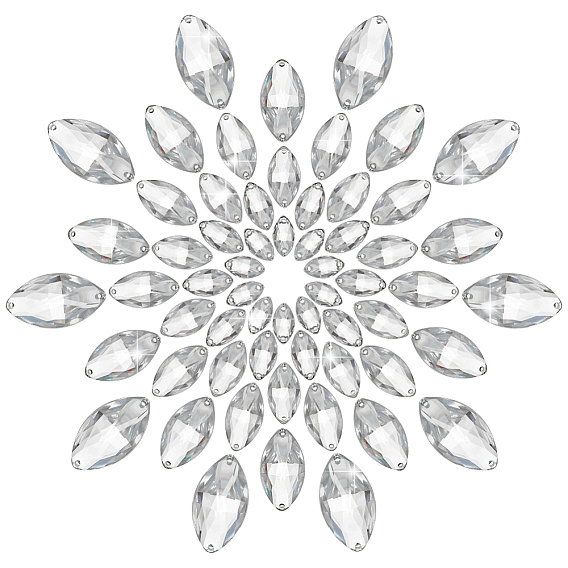 60 шт 6 стили конский глаз пришитые стразы, Тайвань акриловые горный хрусталь, два отверстия, аксессуары для одежды, граненые