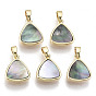 Natural Black Lip Shell Charms, with Brass Findings, Nickel Free, Triangle