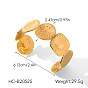 304 Stainless Steel Textured Disc Open Cuff Bangles for Women