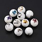 Electroplate Glass Beads, Round with Constellations Pattern