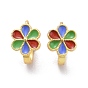 Brass Enamel S Hook Clasps, with Loops, Cadmium Free & Lead Free, Flower