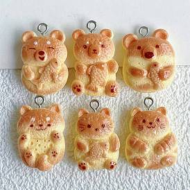 Милые подвески из смолы, имитация печенья, с платиновым тоном железная петля