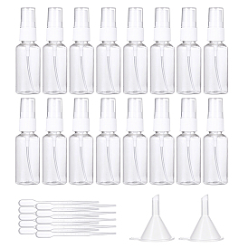 BENECREAT Transparent PET Plastic Refillable Spray Bottle, for Perfume, Essential Oil, with PP Plastic Funnel Hopper and PE Plastic Dropper