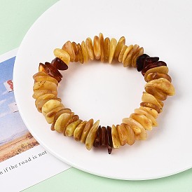 Браслеты из натурального янтаря с эластичными бусинами для мужчин и женщин, самородки