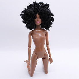 Plastic Movable Joints Action Figure Body, with Head & Explosive Hairstyles, for Female African Doll Accessories Marking