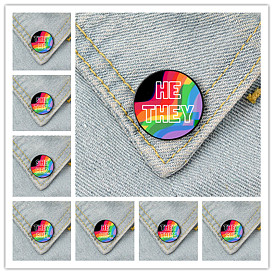They/Them Rainbow Brooch Personalized Transgender Vintage Badge