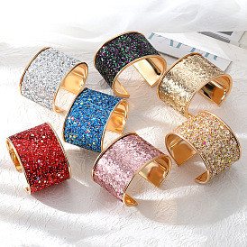 Sparkling Alloy Bangle with Adjustable Opening - Chic Short Bracelet for Women