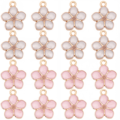 40 шт 2 цвета позолоченные подвески из сплава с эмалью, цветок
