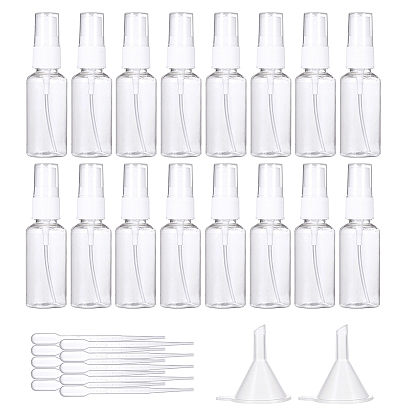 Transparent PET Plastic Refillable Spray Bottle, for Perfume, Essential Oil, with PP Plastic Funnel Hopper and PE Plastic Dropper