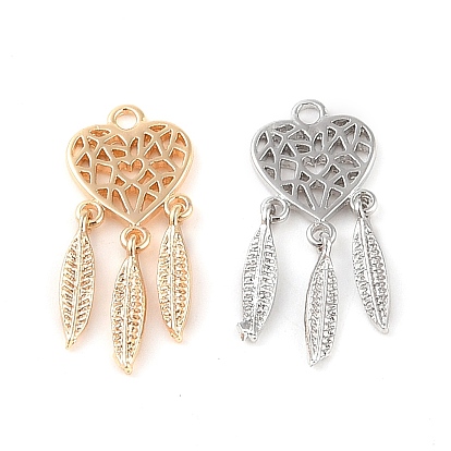 Pendentifs en laiton, sans cadmium et sans nickel et sans plomb, cœur