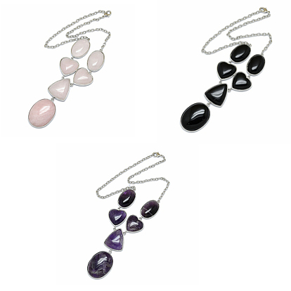 Драгоценный камень ожерелья, Латунные кабельные цепи ожерелья, без кадмия и без свинца