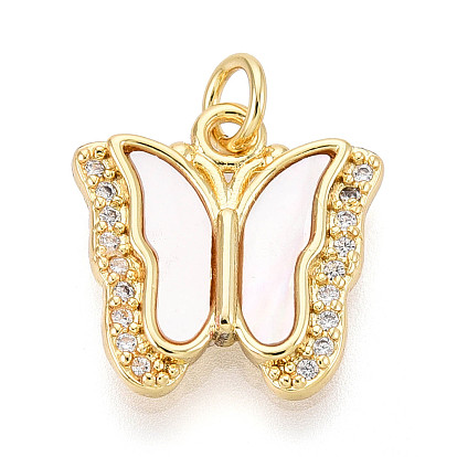 Латунные микропаве прозрачные подвески с фианитом, без кадмия и без свинца, с оболочкой, бабочка, с целью перехода в кольце