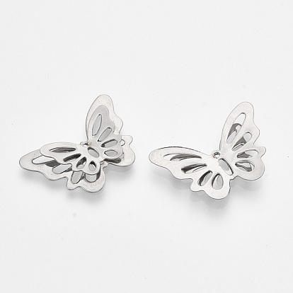 201 Stainless Steel 3D Pendants, Butterfly