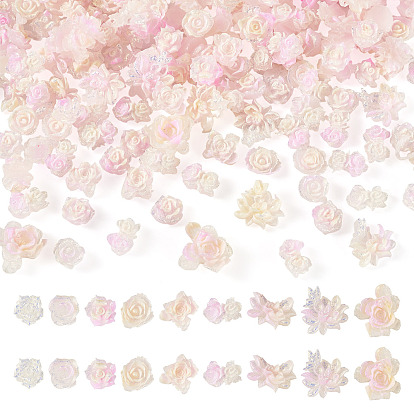 200 piezas de cabujones de resina con forma de flor y mariposa, para la fabricación de la joyería, con polvo del brillo