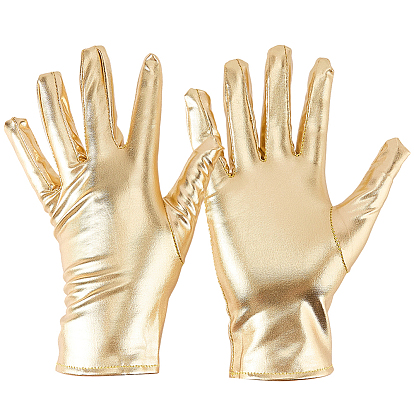 Женские блестящие перчатки из искусственной кожи