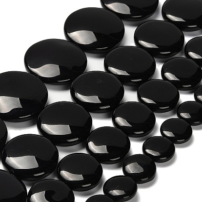 Природные обсидиана бисер нитей, плоско-круглые