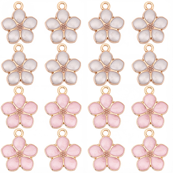 40 шт 2 цвета позолоченные подвески из сплава с эмалью, цветок