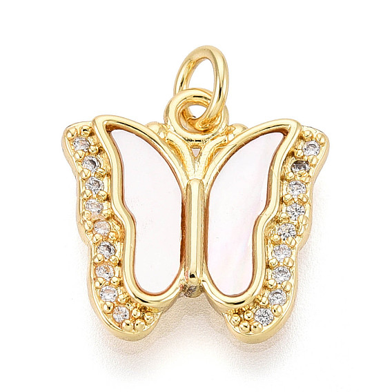 Латунные микропаве прозрачные подвески с фианитом, без кадмия и без свинца, с оболочкой, бабочка, с целью перехода в кольце