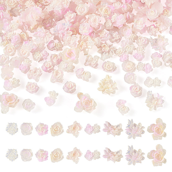 200 piezas de cabujones de resina con forma de flor y mariposa, para la fabricación de la joyería, con polvo del brillo