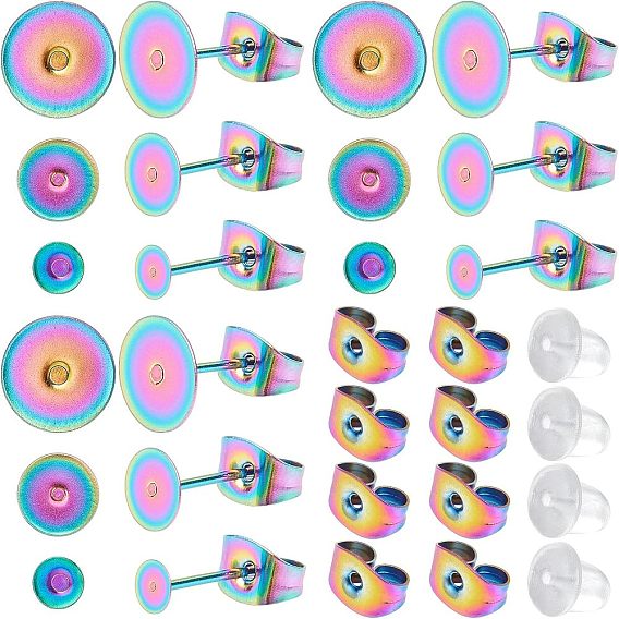 36 шт. 3 размер 304 детали серьги-гвоздики из нержавеющей стали, серьги с плоской подкладкой, с 50 пластиковыми ушными гайками