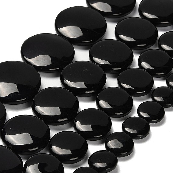 Природные обсидиана бисер нитей, плоско-круглые