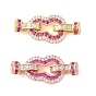 Реечное покрытие латунь микро паве прозрачный кубический цирконий складные застежки, долговечный, без свинца и без кадмия, Горлянка, средне фиолетовый красный
