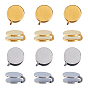 12Pcs 2 Colors 304 Stainless Steel Cuff Earrings, Flat Round