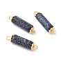 Natural Weathered Agate Link Connectors, with Tibetan Style Alloy Daisy Spacer Beads and Iron Flat Heard Pin, Golden, Column