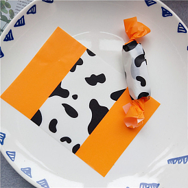 Cow Pattern Twisting Nougat Candy Wrapping, Greaseproof Paper, for Homemade Christmas Candy Packaging, Rectangle