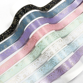 Moon Star Pattern Polyester Ribbons, for DIY Handmade Craft, Hair Bowknots and Gift Decoration
