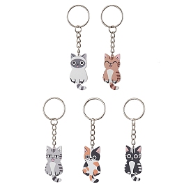 Cat Acrylic Keychain, with Iron Rings