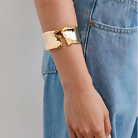 Преувеличенные 304 открытые браслеты-манжеты из нержавеющей стали, широкие браслеты для женщин