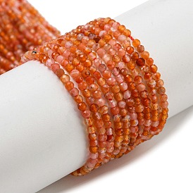 Natural Carnelian Beads Strands, Faceted, Round